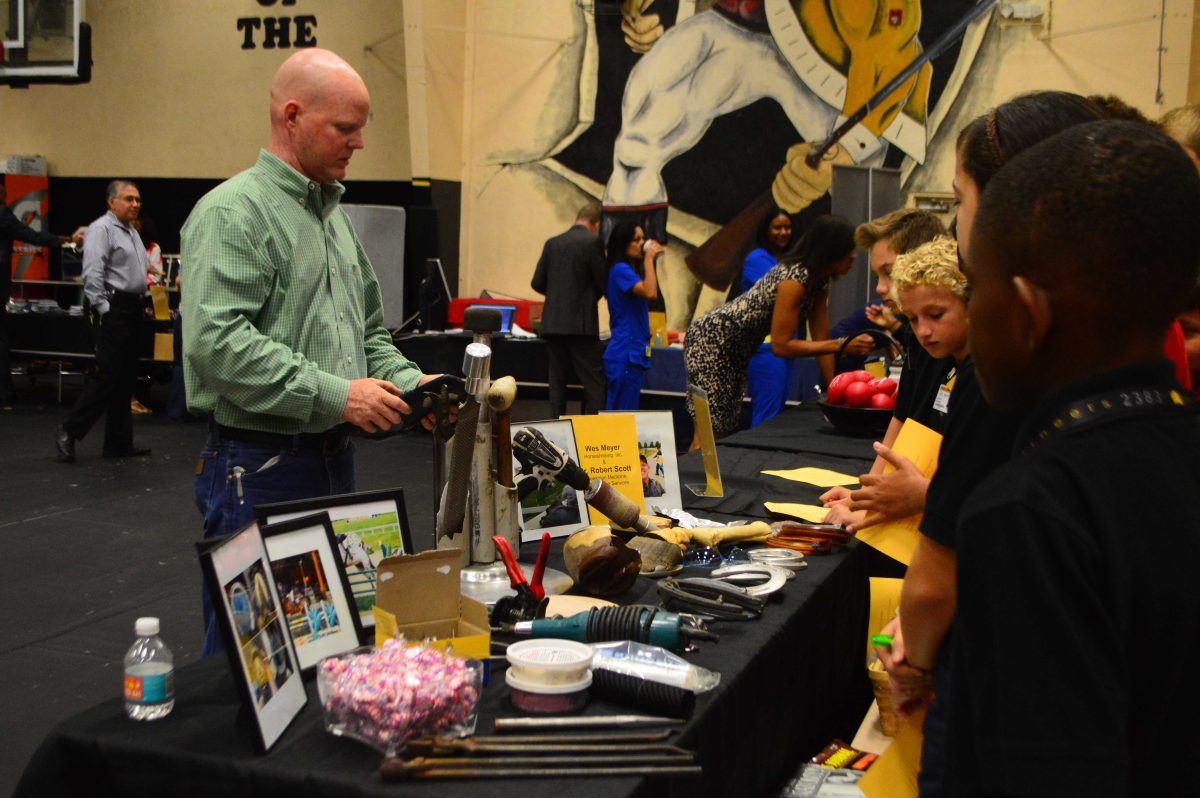 The Career Fair, held Thursday in the gym/cafeteria during first and second period, enabled students to meet with adults in various professions and learn about the myriad of career choices available to them. 