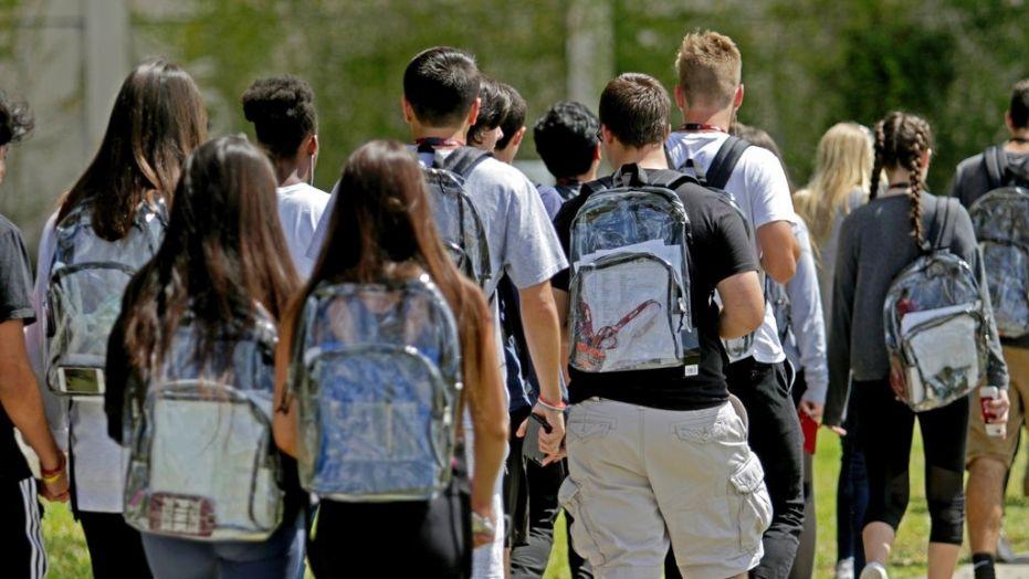 Starting in the Fall next year, clear backpacks will be required for all students. This policy is currently in place at Marjory Stoneman Douglas High School. (Photo/Fox News)