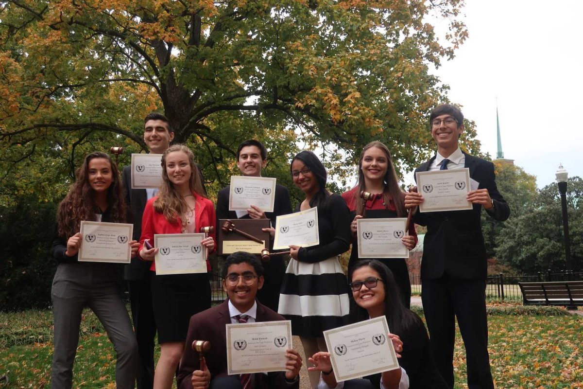 Delegates proudly hold their awards after VUMUN comes to end. (Photo submitted by Alex Plewinski)