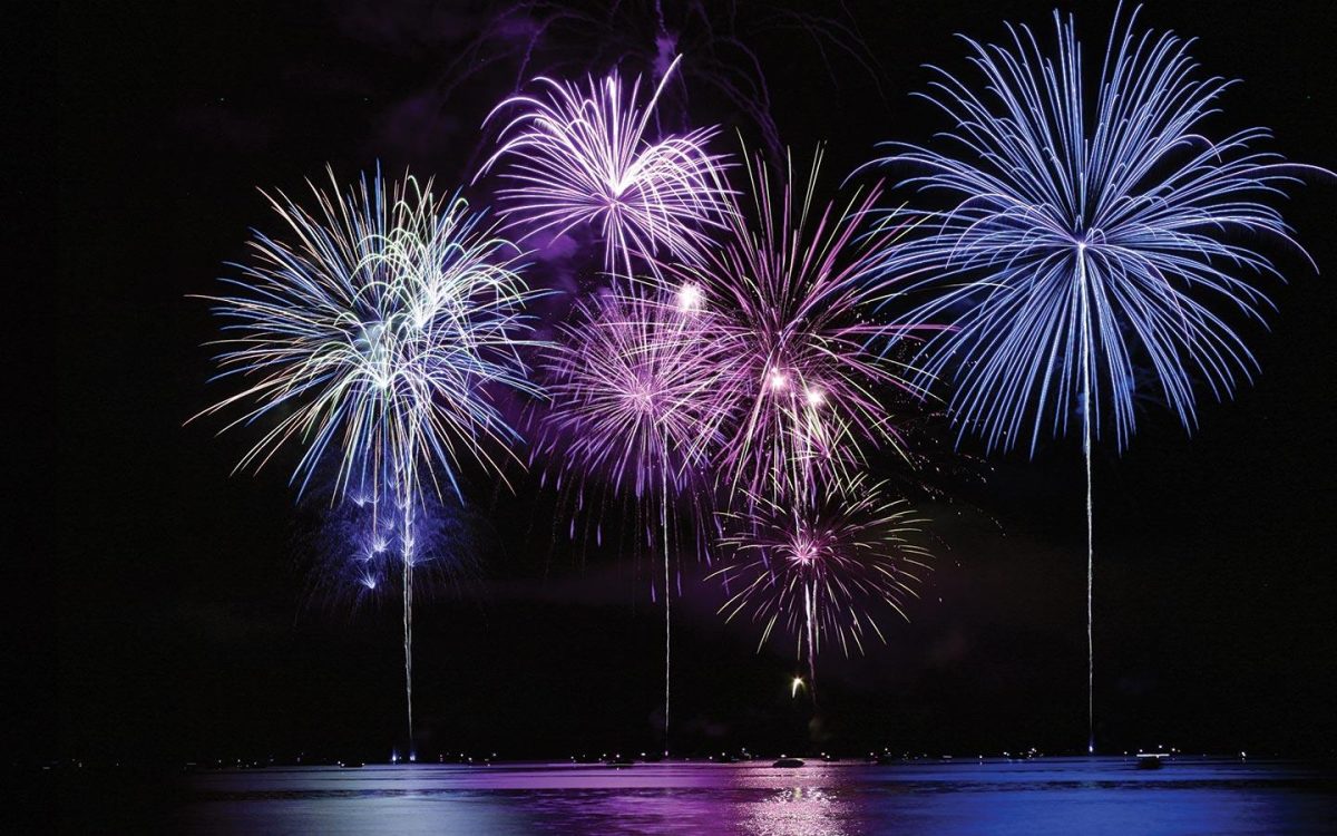 Colorful Fireworks for the Grand Finale over Lake