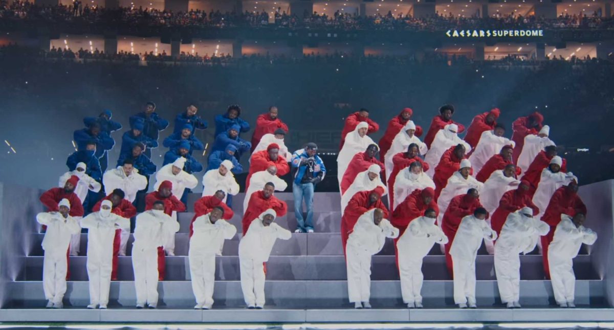 Kendrick Lamar takes a victory lap across the Super Bowl field