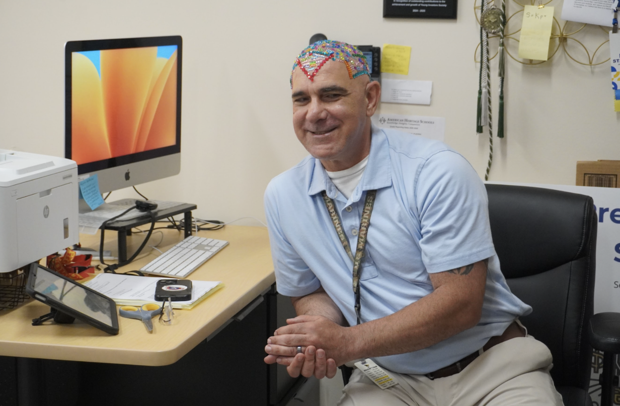 Mr. Vartan discusses the bedazzling. “I will not be doing this again,” Vartain said. (Photo/Daniel Harper)
